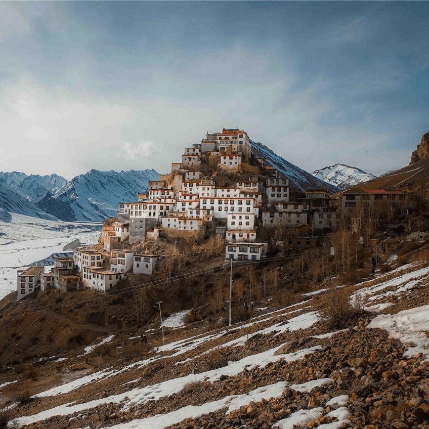 Spiti Valley monastery and mountain landscape